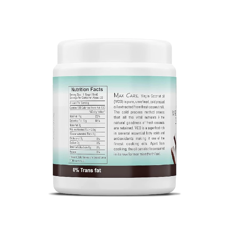 Max Care Wide Mouth Cold Pressed Virgin Coconut Oil, 500 ml-3.webp